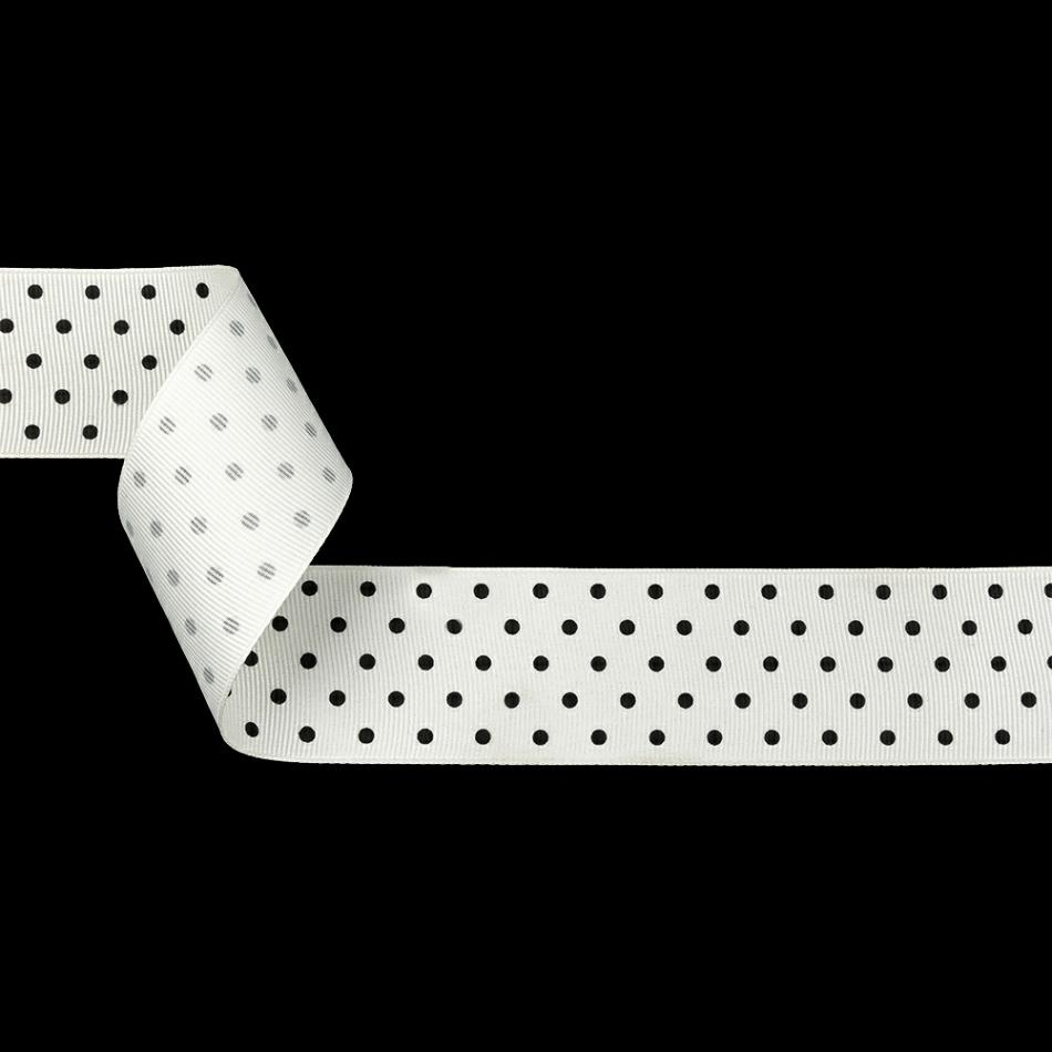 Grosgrain | Bright White And Moonless Night Polka Dots Grosgrain Ribbon – 1.625" Grosgrain Bright White,Moonless Night