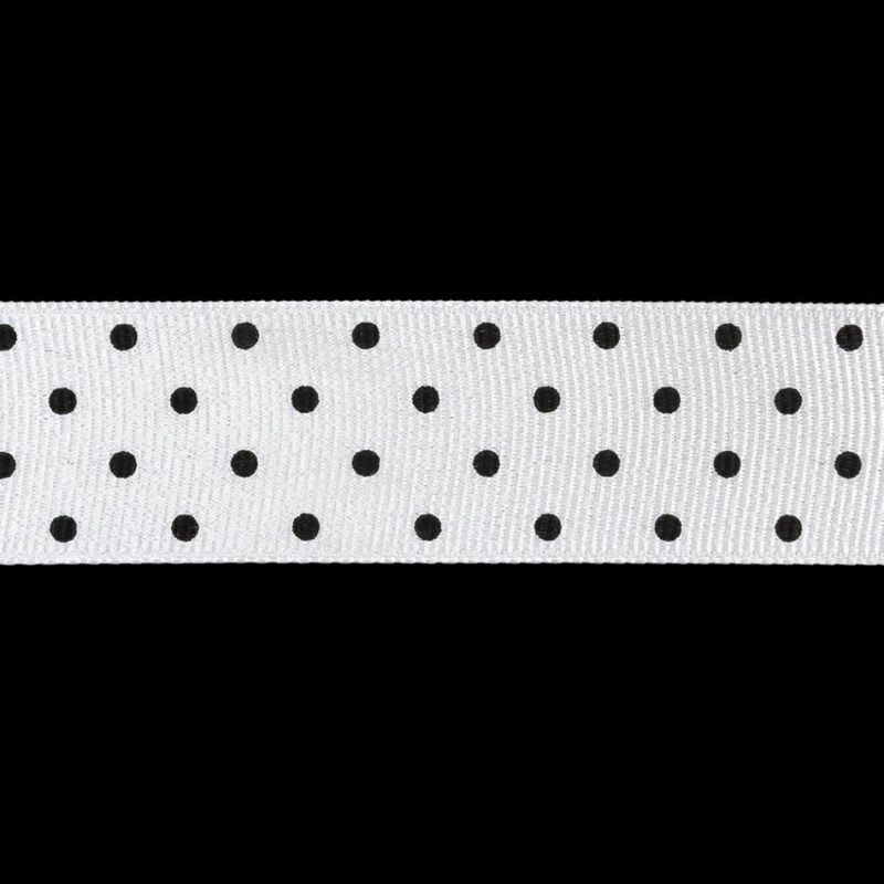 Grosgrain | Bright White And Moonless Night Polka Dots Grosgrain Ribbon – 1" Grosgrain Bright White,Moonless Night