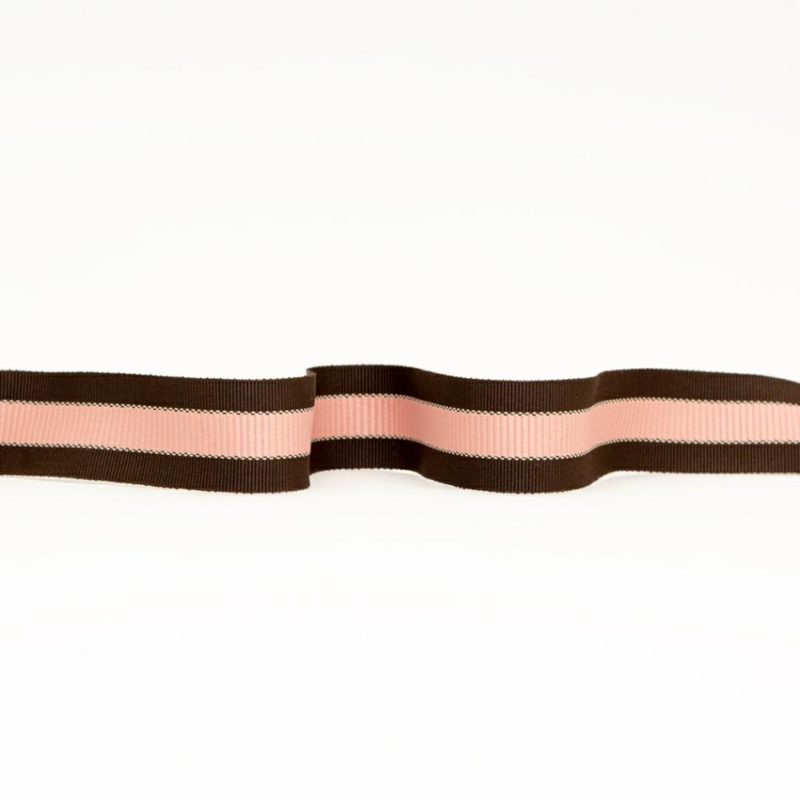 Grosgrain | Brown And Pink Striped Grosgrain Ribbon – 1.25" Ribbons Brown,Pink