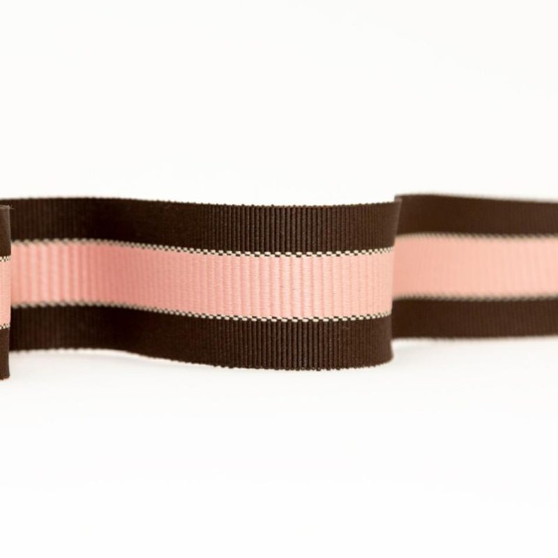 Grosgrain | Brown And Pink Striped Grosgrain Ribbon – 1.25" Ribbons Brown,Pink