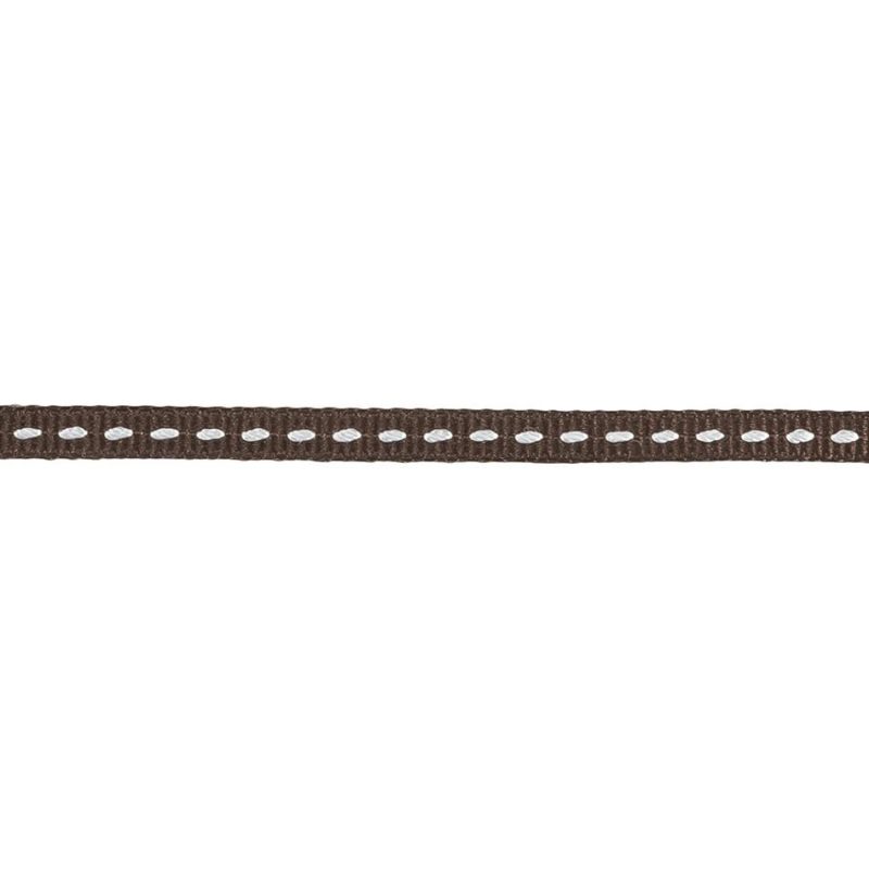 Grosgrain | Brown Grosgrain Ribbon With Lucent White Stitching – 0.25" Grosgrain Grosgrain