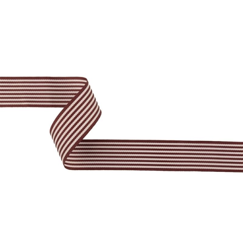 Grosgrain | Burgundy And Off White Striped Grosgrain Ribbon – 1" Grosgrain Grosgrain