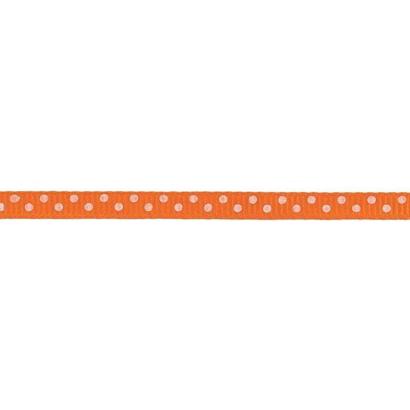 Grosgrain | Carrot And White Polka Dots Grosgrain Ribbon – 0.25" Grosgrain Carrot,Snow White