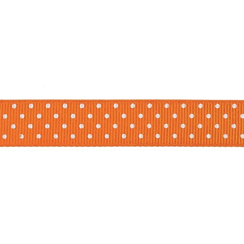 Grosgrain | Carrot And White Polka Dots Grosgrain Ribbon – 0.625" Grosgrain Carrot,Snow White