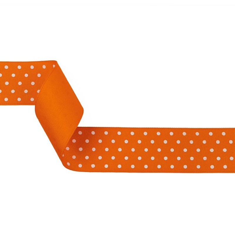 Grosgrain | Carrot And White Polka Dots Grosgrain Ribbon – 1.625" Grosgrain Carrot,Snow White