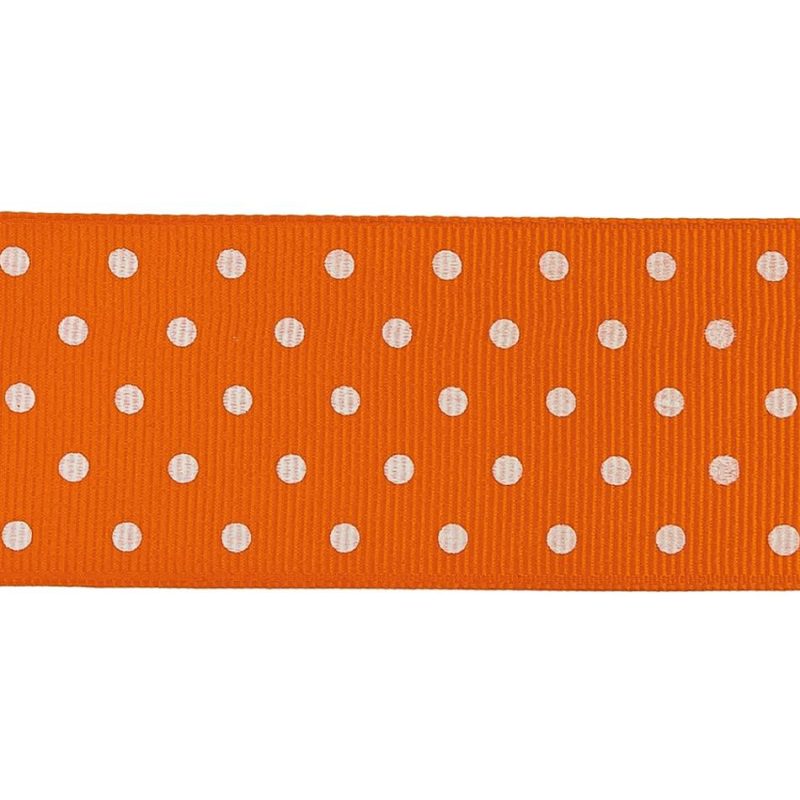 Grosgrain | Carrot And White Polka Dots Grosgrain Ribbon – 1.625" Grosgrain Carrot,Snow White