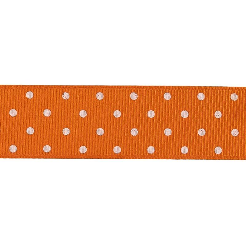 Grosgrain | Carrot And White Polka Dots Grosgrain Ribbon – 1" Grosgrain Carrot,Snow White