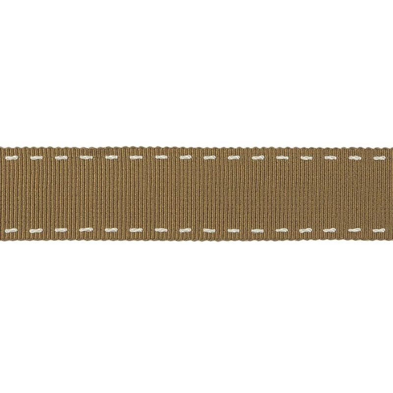 Grosgrain | Chai Tea And White Stitched Grosgrain Ribbon – 0.8" Grosgrain Chai Tea,White