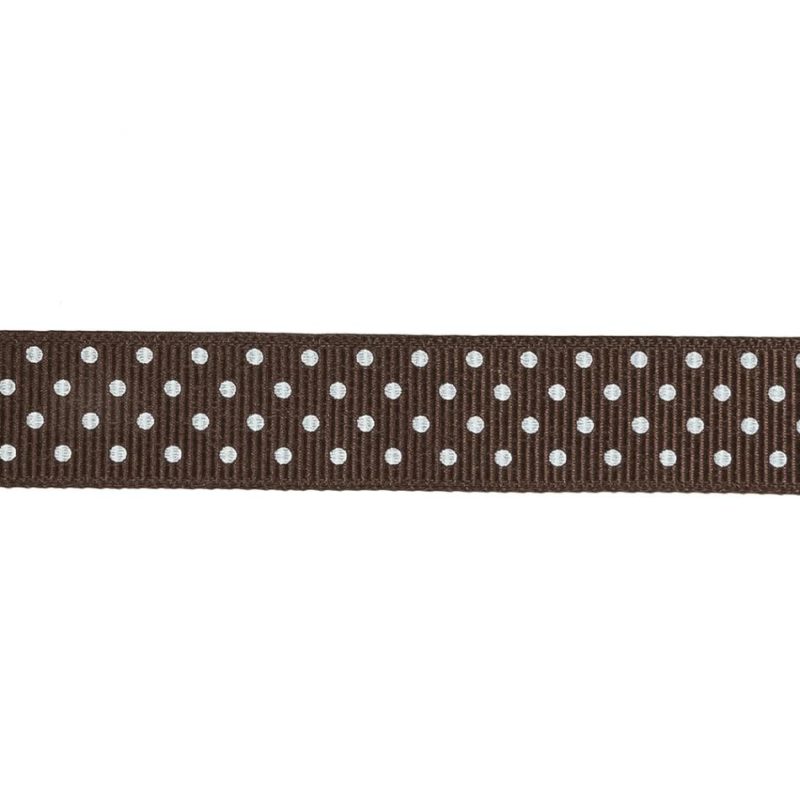 Grosgrain | Chestnut And White Polka Dots Grosgrain Ribbon – 0.625" Grosgrain Chestnut,Snow White