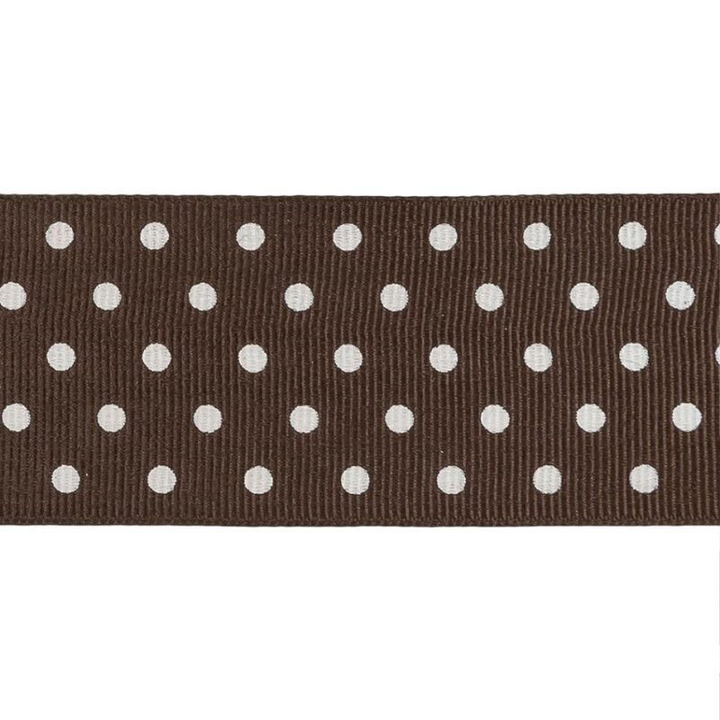 Grosgrain | Chestnut And White Polka Dots Grosgrain Ribbon – 1.625" Grosgrain Chestnut,Snow White