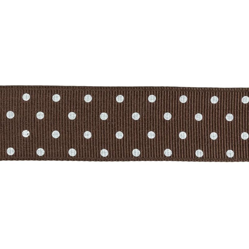 Grosgrain | Chestnut And White Polka Dots Grosgrain Ribbon – 1" Grosgrain Chestnut,Snow White