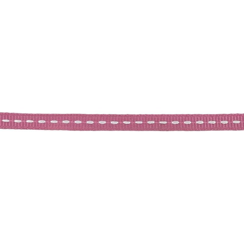 Grosgrain | Dark Pink Grosgrain Ribbon With Lucent White Stitching – 0.25" Grosgrain Grosgrain