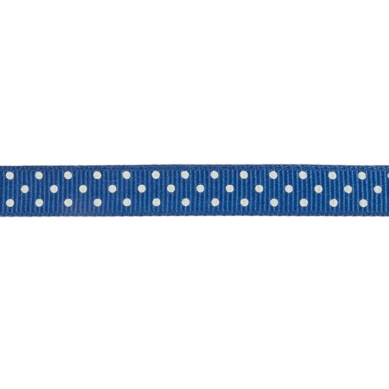 Grosgrain | Deep Ultramarine And White Polka Dots Grosgrain Ribbon – 0.375" Grosgrain Deep Ultramarine,Snow White