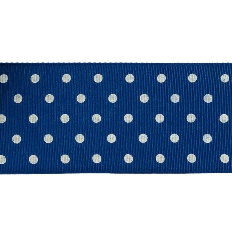 Grosgrain | Deep Ultramarine And White Polka Dots Grosgrain Ribbon – 1.625" Grosgrain Deep Ultramarine,Snow White