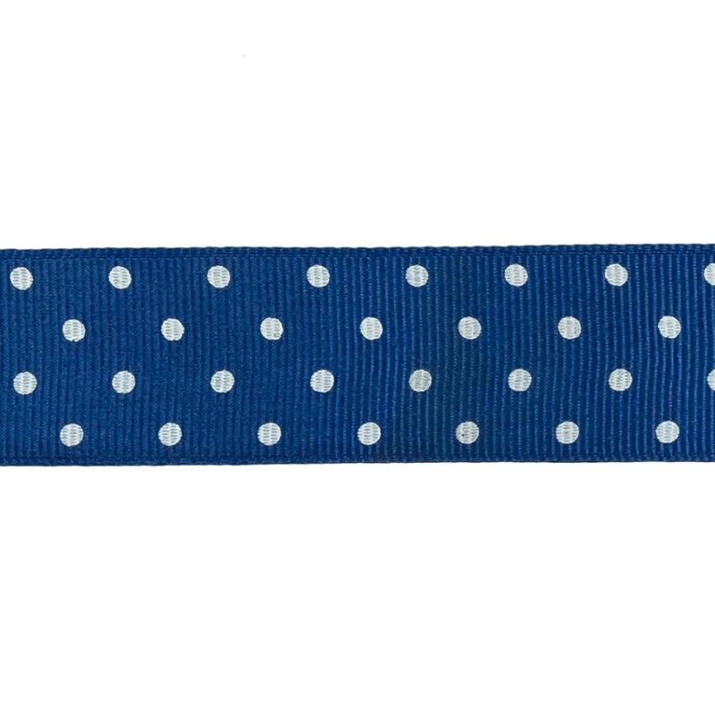 Grosgrain | Deep Ultramarine And White Polka Dots Grosgrain Ribbon – 1" Grosgrain Deep Ultramarine,Snow White