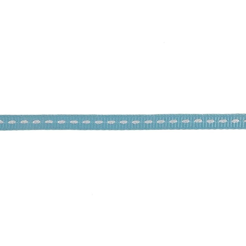 Grosgrain | Dusty Blue Grosgrain Ribbon With Bright White Stitching – 0.25" Grosgrain Bright White