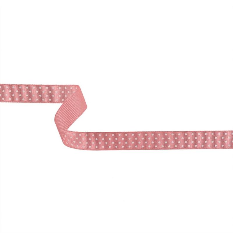 Grosgrain | Flamingo Pink And White Polka Dots Grosgrain Ribbon – 0.625" Grosgrain Flamingo Pink,Snow White