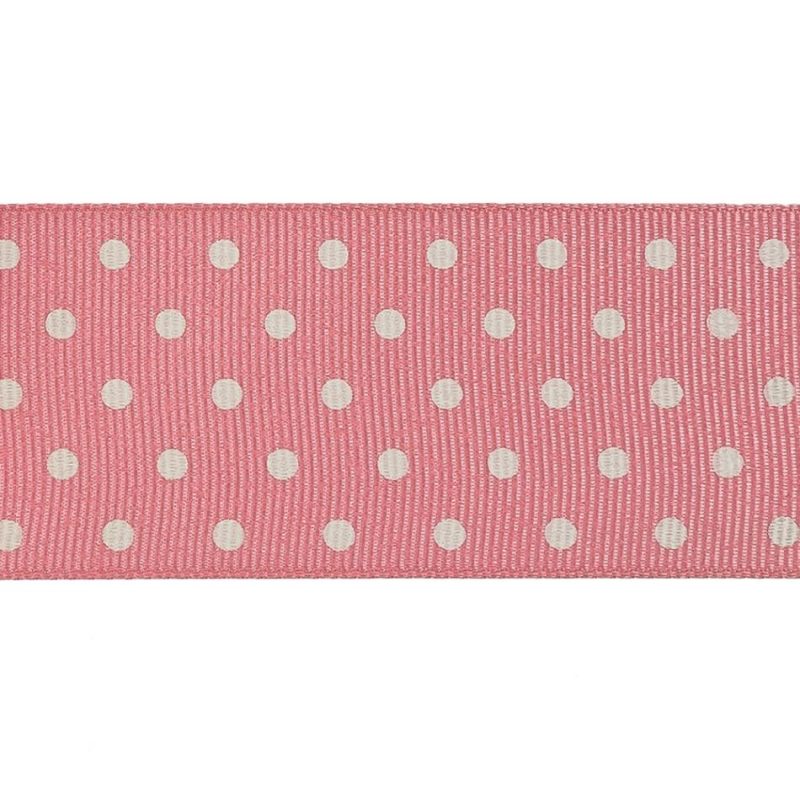 Grosgrain | Flamingo Pink And White Polka Dots Grosgrain Ribbon – 1.625" Grosgrain Flamingo Pink,Snow White