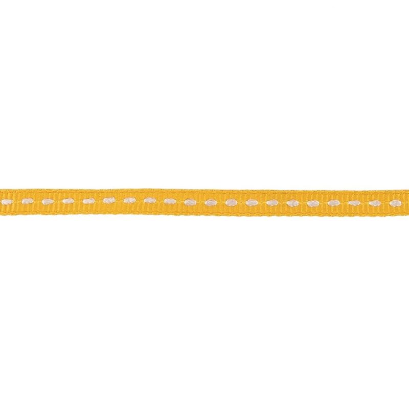 Grosgrain | Golden Yellow Grosgrain Ribbon With Bright White Stitching – 0.25" Grosgrain Bright White