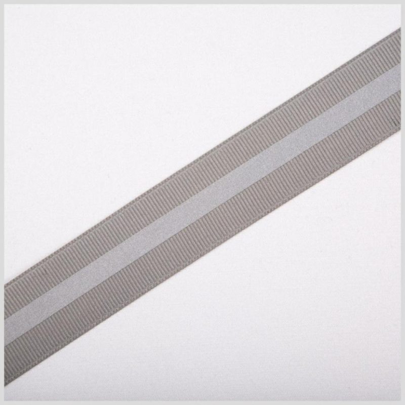 Grosgrain | Gray Reflective Grosgrain Ribbon Grosgrain Gray