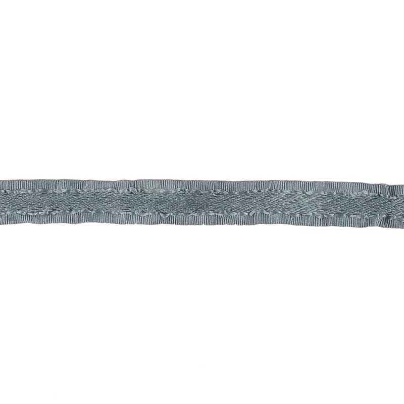 Grosgrain | Gray Twill Ribbon With Ruffled Grosgrain Borders – 0.375" Grosgrain Grosgrain