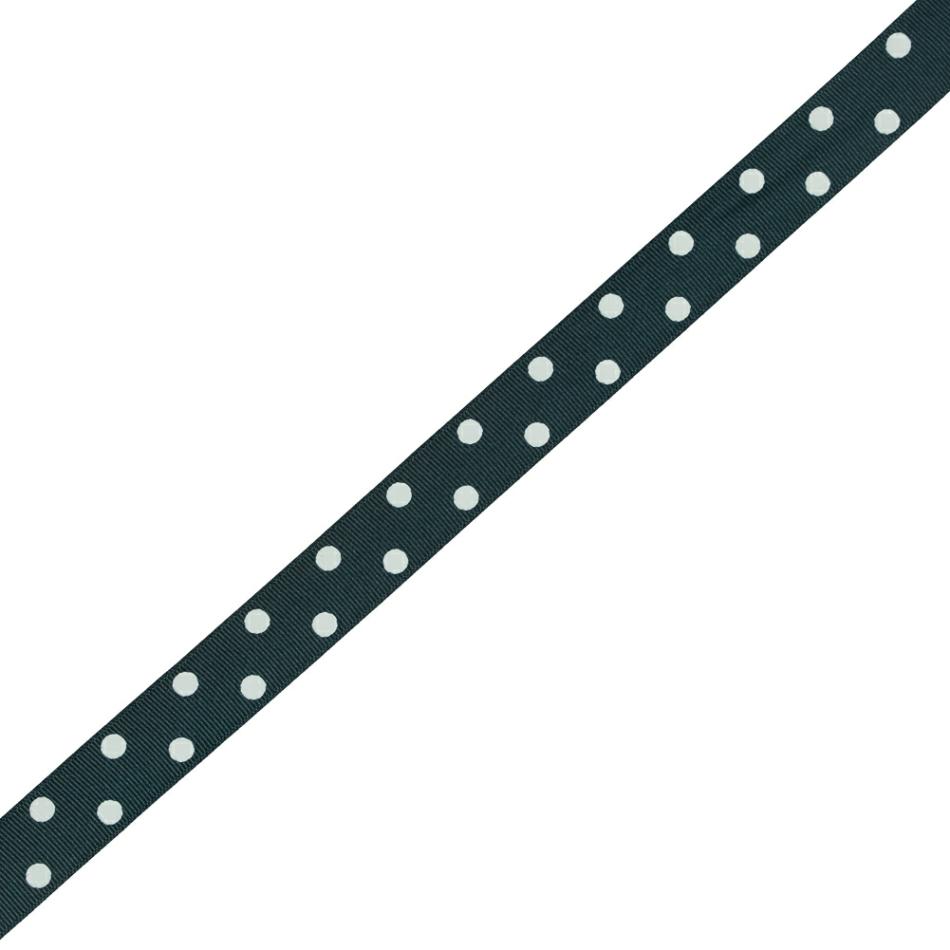 Grosgrain | Green Grosgrain Ribbon With White Polka Dots – 1" Grosgrain Green,White