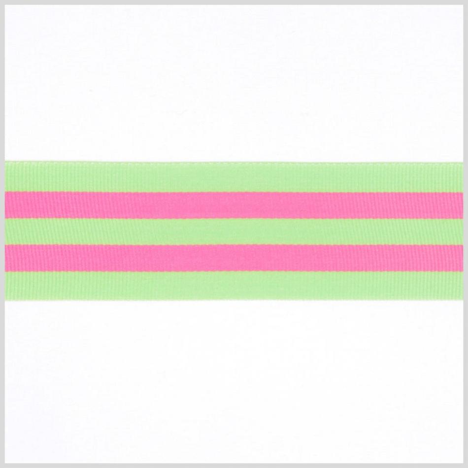 Grosgrain | Green/Hot Pink Striped Grosgrain Ribbon Grosgrain Green,Hot Pink