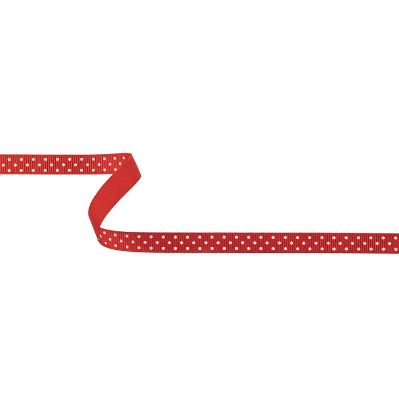 Grosgrain | High Risk Red And White Polka Dots Grosgrain Ribbon – 0.375" Grosgrain Grosgrain