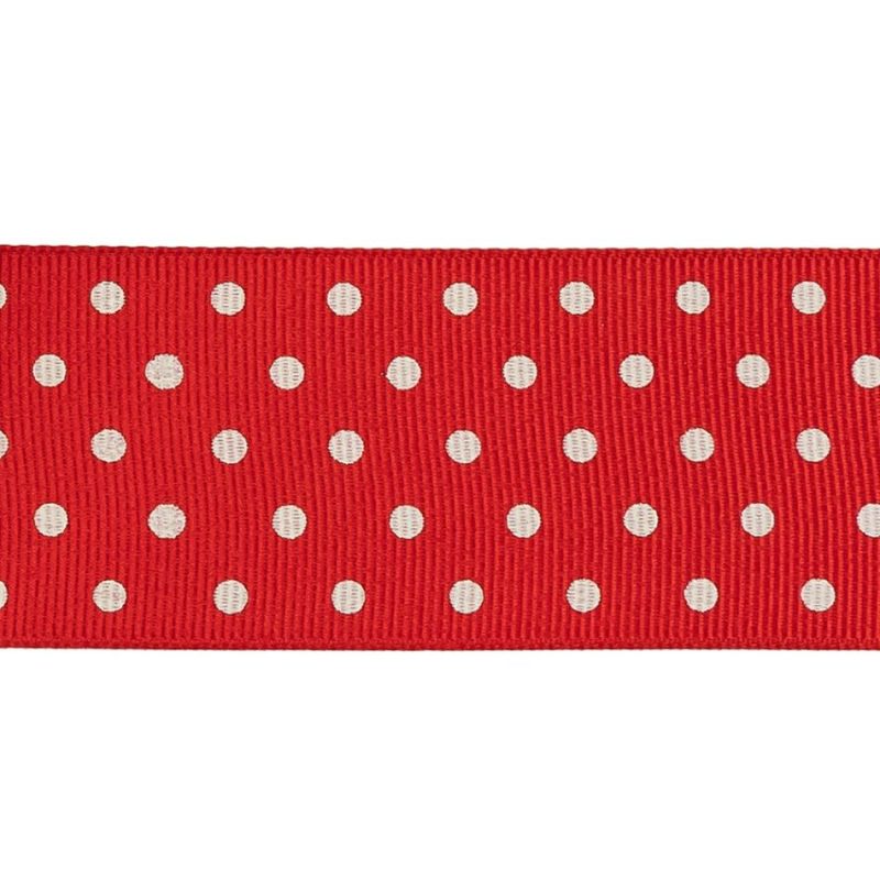 Grosgrain | High Risk Red And White Polka Dots Grosgrain Ribbon – 1.625" Grosgrain Grosgrain