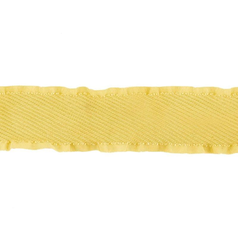 Grosgrain | Lemon Twill Ribbon With Ruffled Grosgrain Borders – 1" Grosgrain Grosgrain