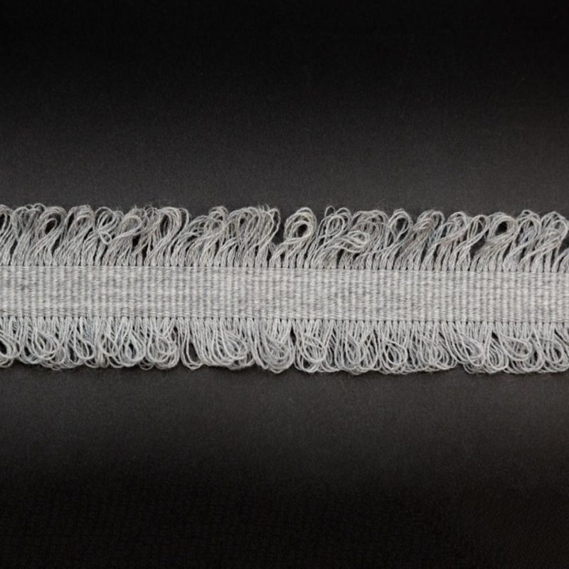 Grosgrain | Light Gray Wool Grosgrain Trim With Loop Fringe Edges – 1.5" Grosgrain Grosgrain