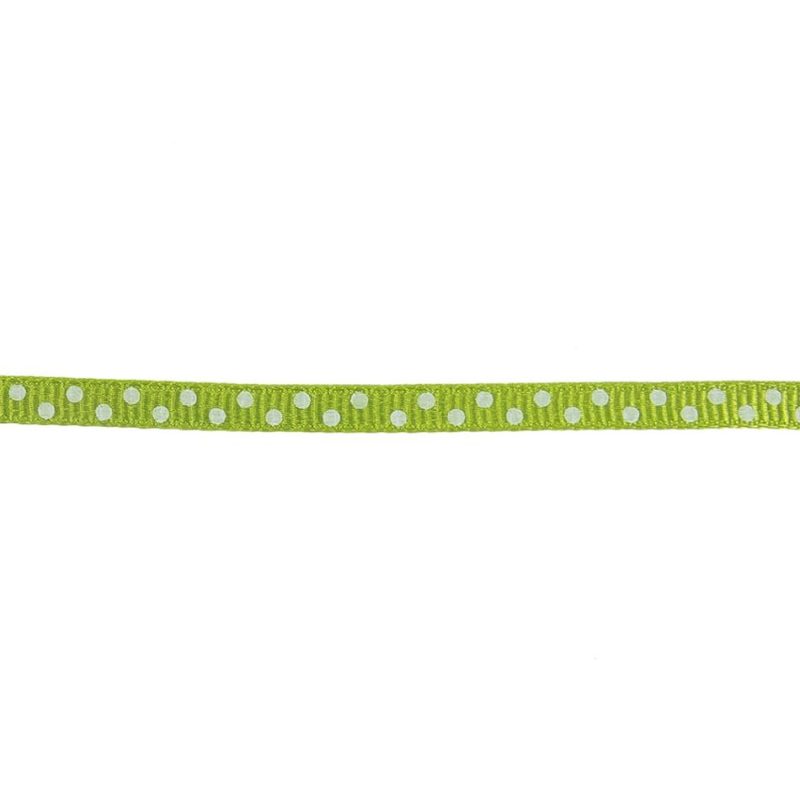 Grosgrain | Lime Green And White Polka Dots Grosgrain Ribbon – 0.25" Grosgrain Grosgrain