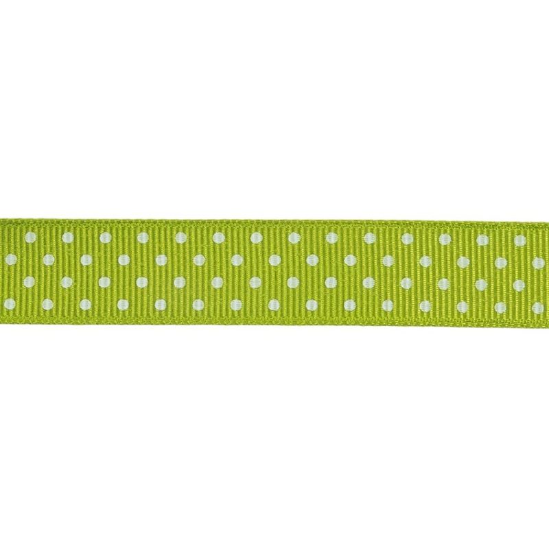 Grosgrain | Lime Green And White Polka Dots Grosgrain Ribbon – 0.625" Grosgrain Grosgrain