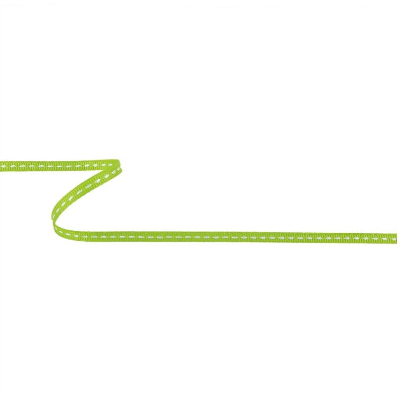 Grosgrain | Lime Green Grosgrain Ribbon With Bright White Stitching – 0.25" Grosgrain Bright White