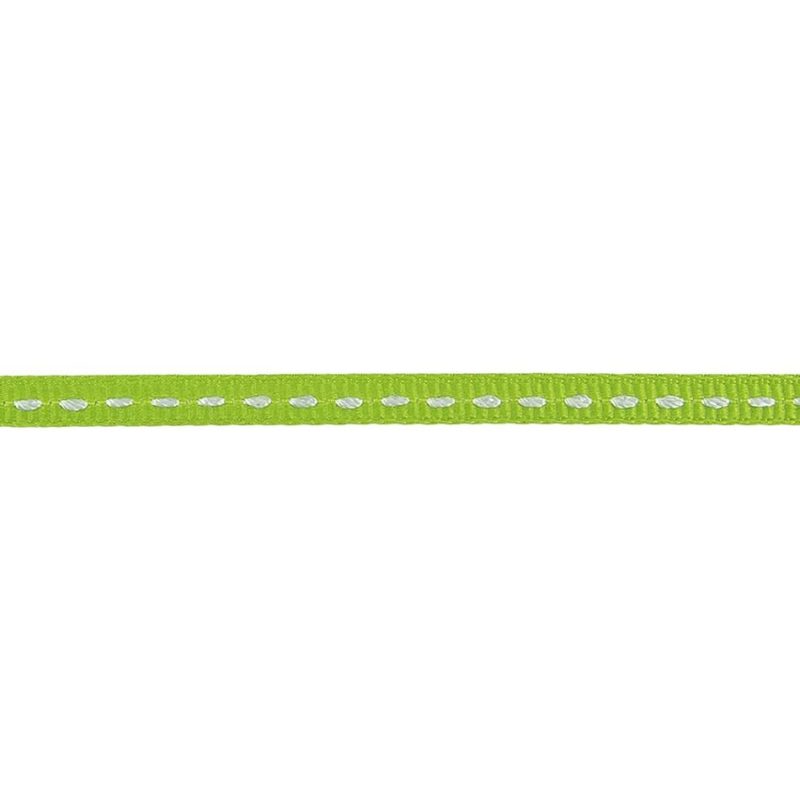 Grosgrain | Lime Green Grosgrain Ribbon With Bright White Stitching – 0.25" Grosgrain Bright White