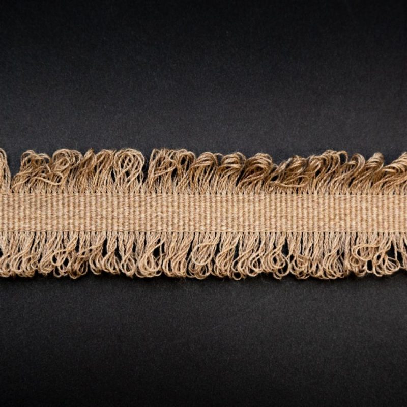 Grosgrain | Lt. Brown Wool Grosgrain Trim With Loop Fringe Edges – 1.5" Grosgrain Beige