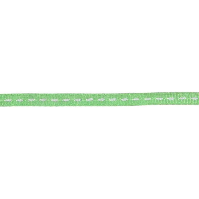 Grosgrain | Mint Green Grosgrain Ribbon With Bright White Stitching – 0.25" Grosgrain Bright White