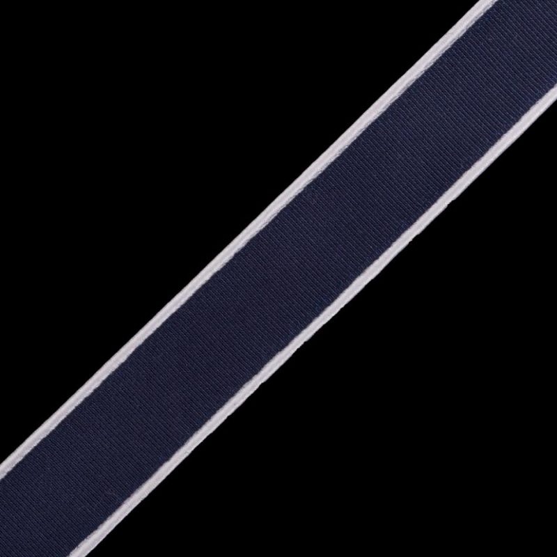 Grosgrain | Navy Grosgrain With White Satin Piped Edges – 1" Grosgrain Grosgrain