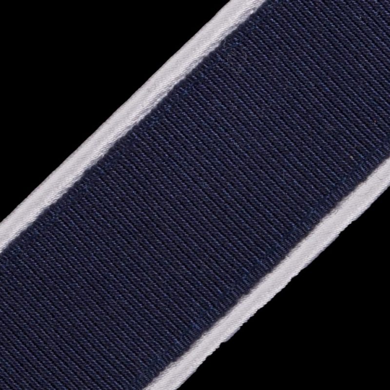 Grosgrain | Navy Grosgrain With White Satin Piped Edges – 1" Grosgrain Grosgrain