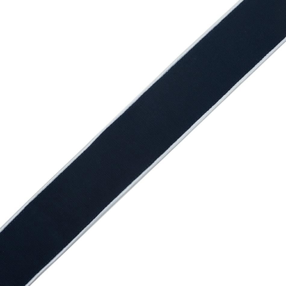 Grosgrain | Navy Grosgrain With White Satin Piped Edges – 2" Grosgrain Grosgrain