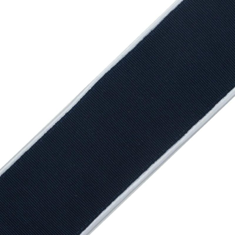 Grosgrain | Navy Grosgrain With White Satin Piped Edges – 2" Grosgrain Grosgrain