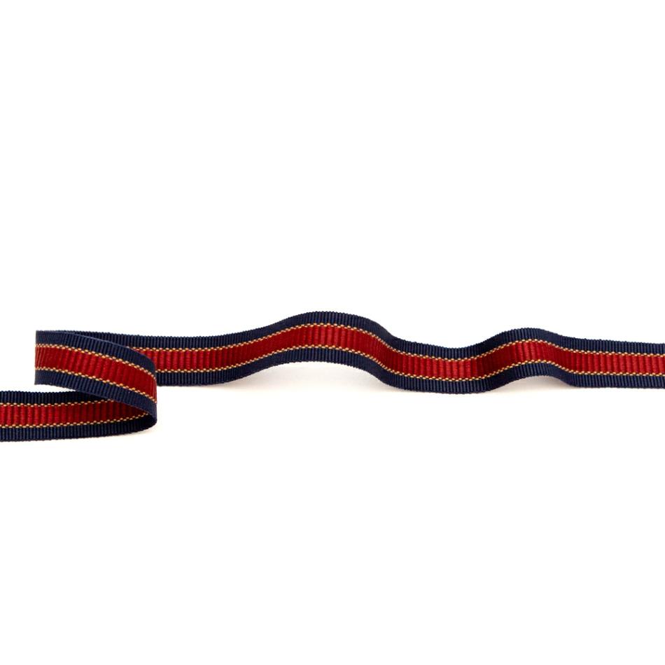 Grosgrain | Navy, Red And Gold Striped Grosgrain Ribbon – 0.625" Grosgrain Blue,Red,Gold