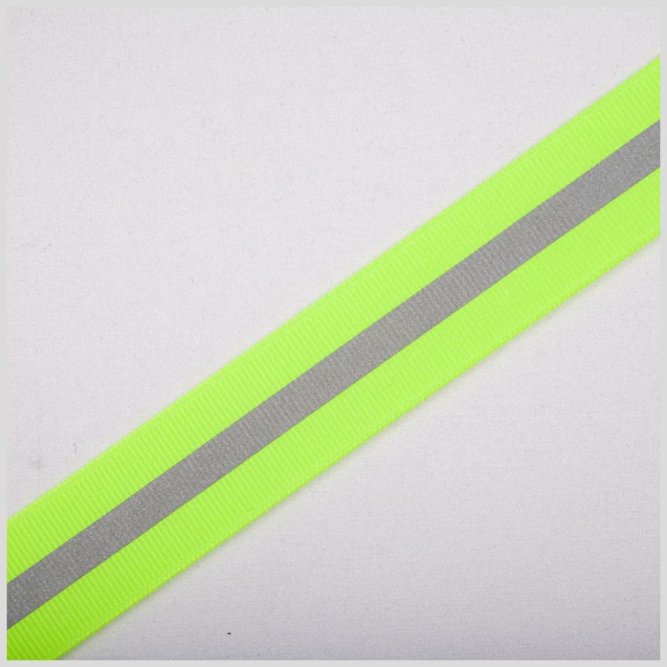 Grosgrain | Neon Lime Reflective Grosgrain Ribbon – 0.875" Grosgrain Grosgrain