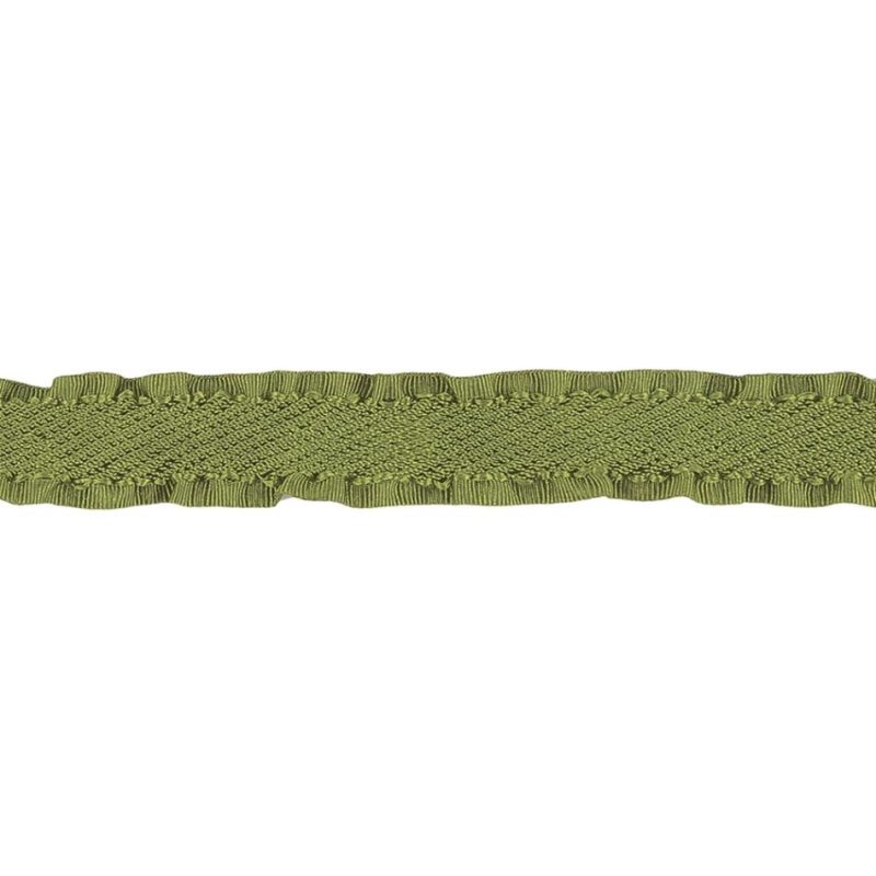 Grosgrain | Olive Twill Ribbon With Ruffled Grosgrain Borders – 0.625" Grosgrain Grosgrain