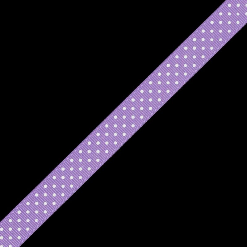 Grosgrain | Orchid Grosgrain Ribbon With White Polka Dots – 0.625" Grosgrain Grosgrain