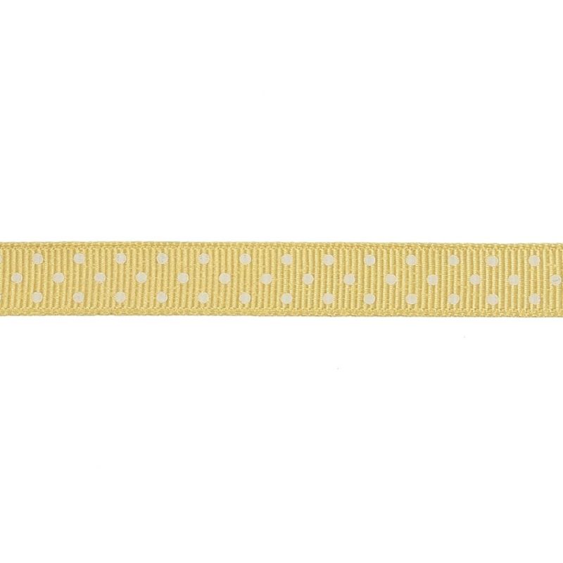 Grosgrain | Pale Banana And White Polka Dots Grosgrain Ribbon – 0.375" Grosgrain Grosgrain