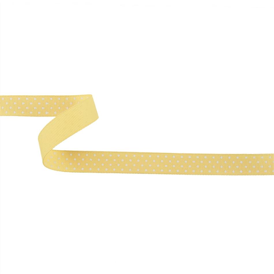 Grosgrain | Pale Banana And White Polka Dots Grosgrain Ribbon – 0.625" Grosgrain Grosgrain