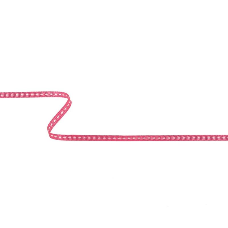 Grosgrain | Pink Carnation Grosgrain Ribbon With Lucent White Stitching – 0.25" Grosgrain Grosgrain