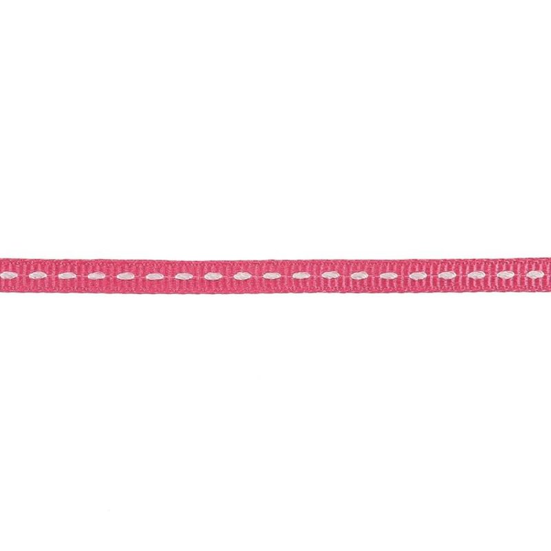 Grosgrain | Pink Carnation Grosgrain Ribbon With Lucent White Stitching – 0.25" Grosgrain Grosgrain