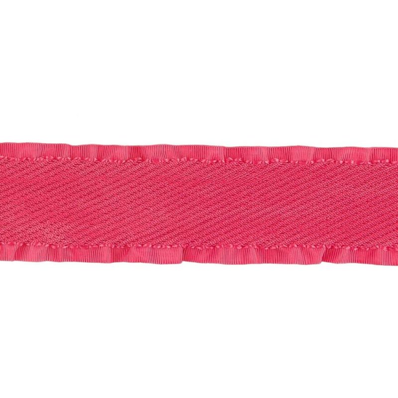 Grosgrain | Pink Twill Ribbon With Ruffled Grosgrain Borders – 1" Grosgrain Grosgrain